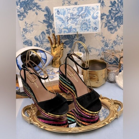🆕 KURT GEIGER LONDON 🧿 NWOB Shoreditch Rainbow Platform Sandal Sz 36 US 6 - Picture 2 of 16
